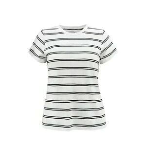 Time & Tru Women's Vivid White/Black Soot Cotton/Poly Striped T-Shirt NEW
